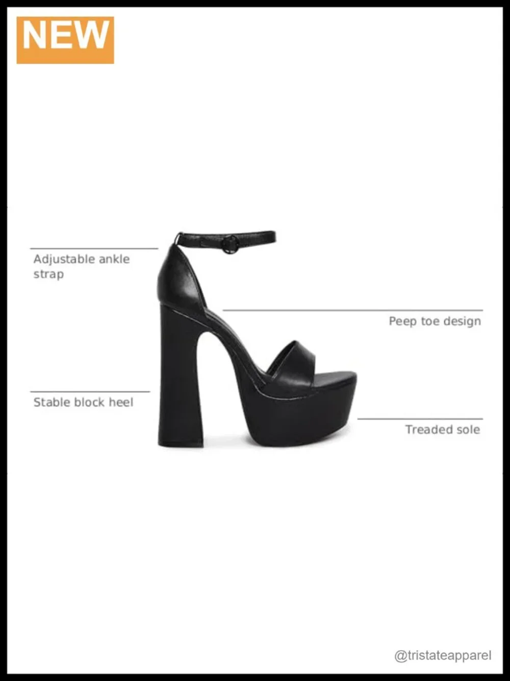 Vegan Leather Peep Toe Platform Heels with Block Ankle Strap for Party